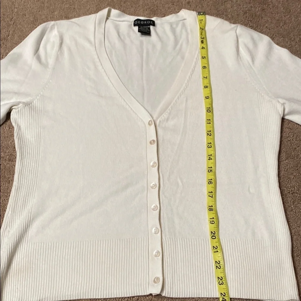 Chic White V-Neck Button Front 3/4 Sleeve Rayon Cardigan Academia Fall